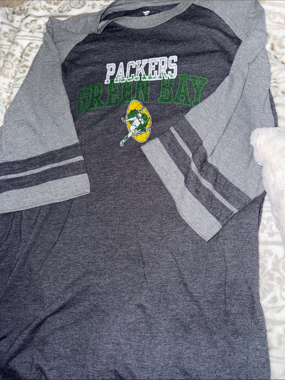 Fanatics Green Bay Packers Charcoal & Gray Raglan Long Sleeve Shirt